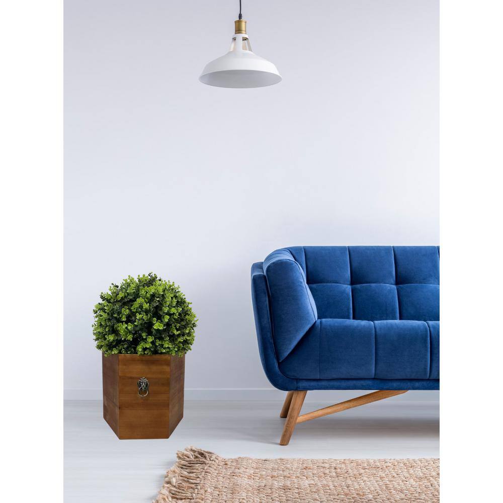 Exquisite 2 ft. Artificial 24 in. Ball Topiary Tree in Redwood Pot