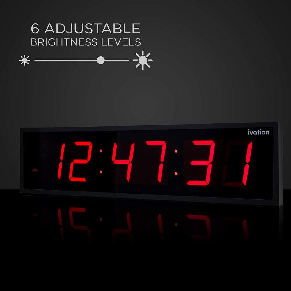 Ivation 24-Inch Red LED Oversized Digital Wall Clock