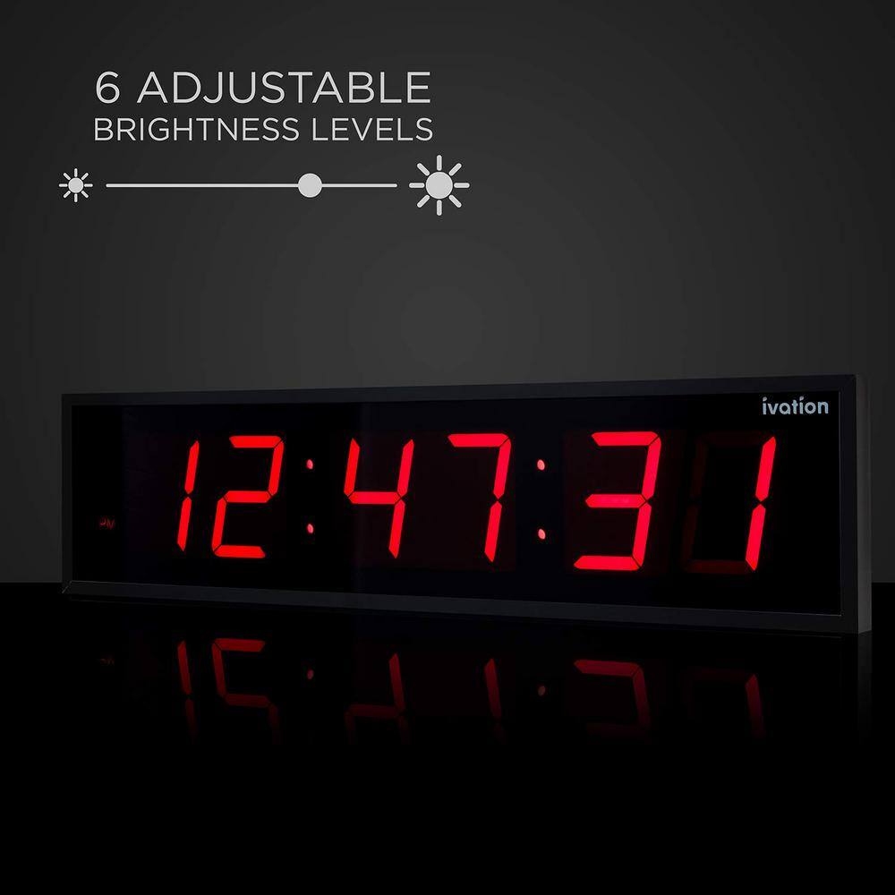 Ivation Oversized 36-Inch Red LED Digital Wall Clock