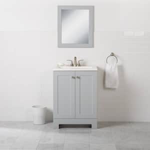 24.2 in. W x 18.8 in. D x 32.9 in. H Freestanding Bath Vanity in Pearl Gray with White Cultured Marble Top