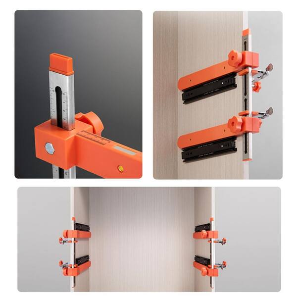 RUITOOL Drawer Slide Jig – Precision Cabinet Tool With Toggle Clamp, Magnetic Support Arm, Dual-Scale Laser-Engraved Markings