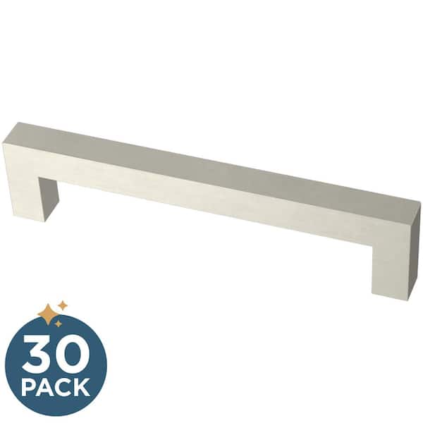 30-Pack Simple Modern Square 5-1/16 in. (128 mm) Modern Cabinet Drawer Pulls in Stainless Steel