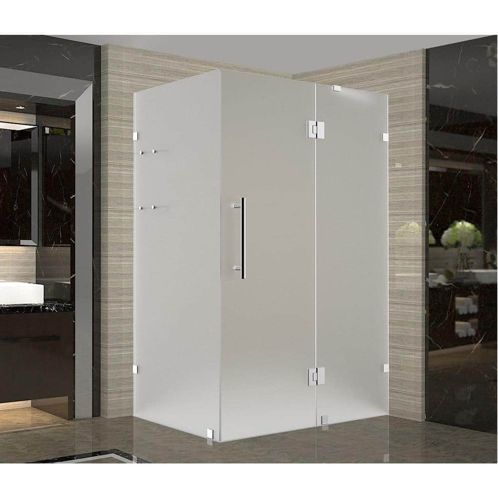 Avalux GS 37" x 72" Frameless Frosted Glass Hinged Shower Enclosure