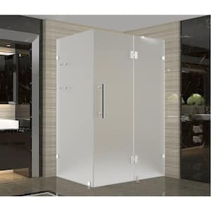 Avalux GS 38 in. x 38 in. x 72 in. Frameless Hinged Shower Enclosure with Frosted Glass and Shelves in Stainless Steel