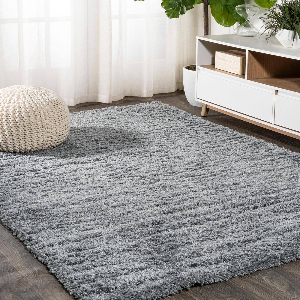 JONATHAN Y Groovy Solid Shag Gray 5 ft. x 8 ft. Area Rug CLD100C-5 ...