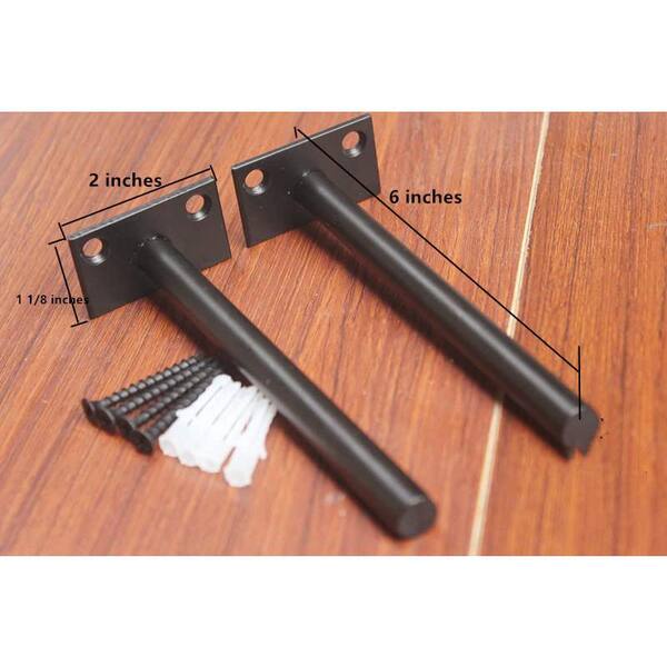 8 Pcs 10 Inch Black Steel Floating Shelf Brackets - Hidden Blind Supports, Holds 120 Lbs, Screws & Plugs Included - View #4