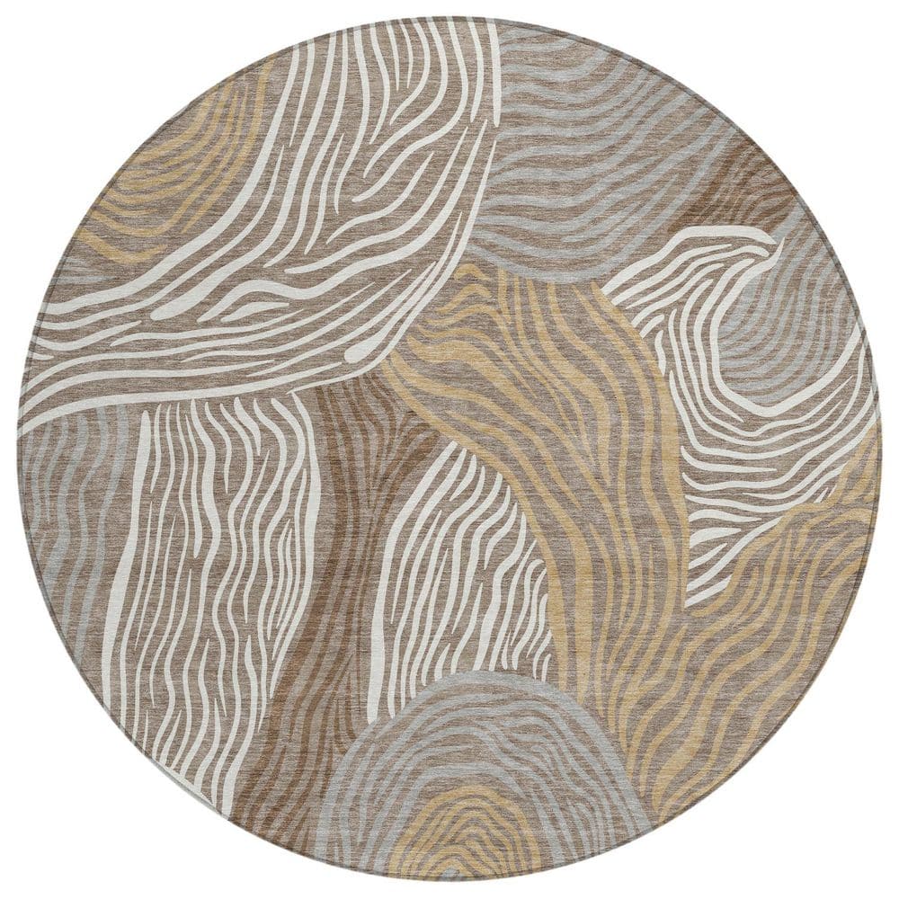 Chantille Machine Washable Indoor/Outdoor Abstract ACN2603 Taupe 8 ft. x 8 ft. Round Rug price history on PriceWatchPro