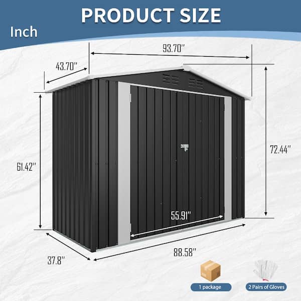 Aobabo 8 ft. W x 4 ft. D Outdoor Storage Metal Shed with Sliding
