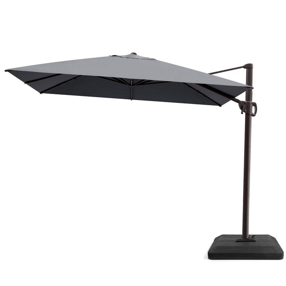 9 ft. x 11.5 ft. Offset Cantilever 360° Rotation Crank Tilt Patio Umbrella in Gray with Fillable Base Weights price history on PriceWatchPro