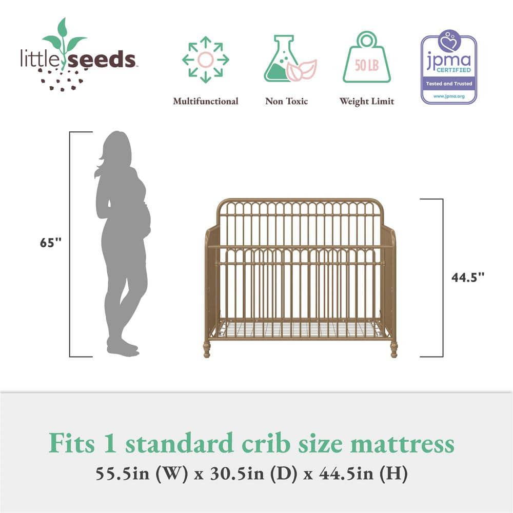 Gold Metal 3-in-1 Convertible Crib with Arched Frame