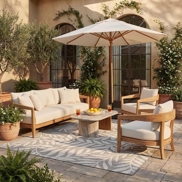 Dorellea Coastal Grey 7 ft. x 9 ft. Outdoor Area Rug
