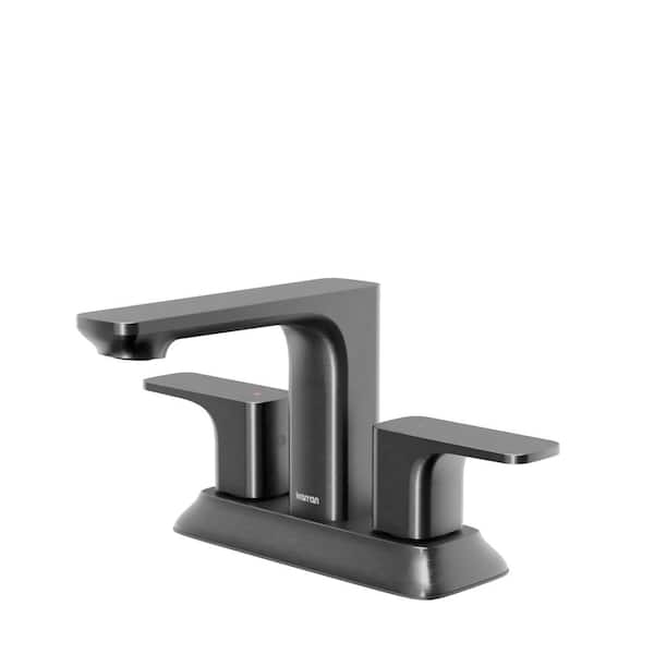Karran Venda Centerset 2-Handle 2-Hole Bathroom Faucet with Matching Pop-Up Drain in Gunmetal Grey