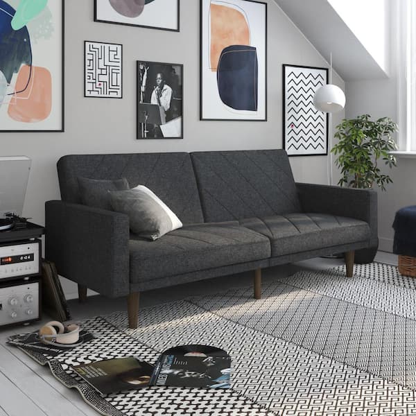 DHP Paige Gray Linen Upholstered Futon
