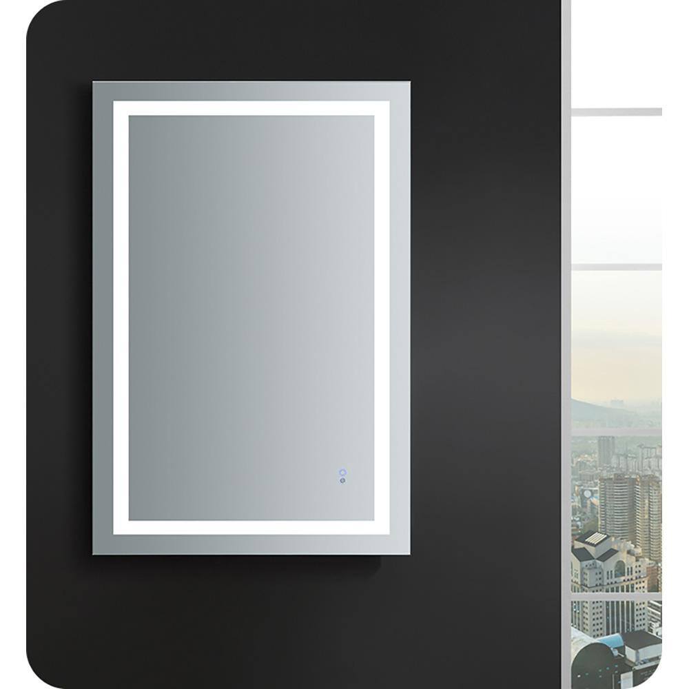 Sleek 48"x30" Transitional Frameless Vanity Mirror with LED & Defogger