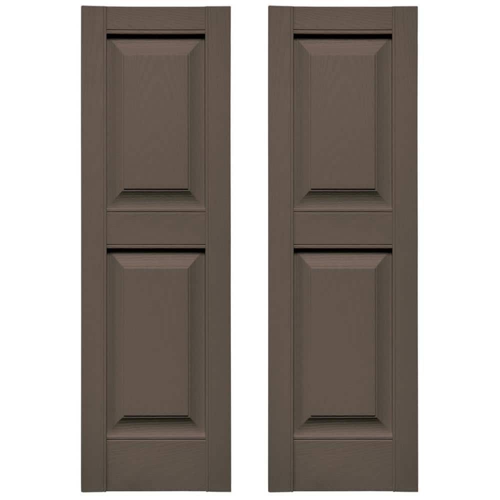 French Roast Vinyl Raised Panel Decorative Shutters, 12" x 59"