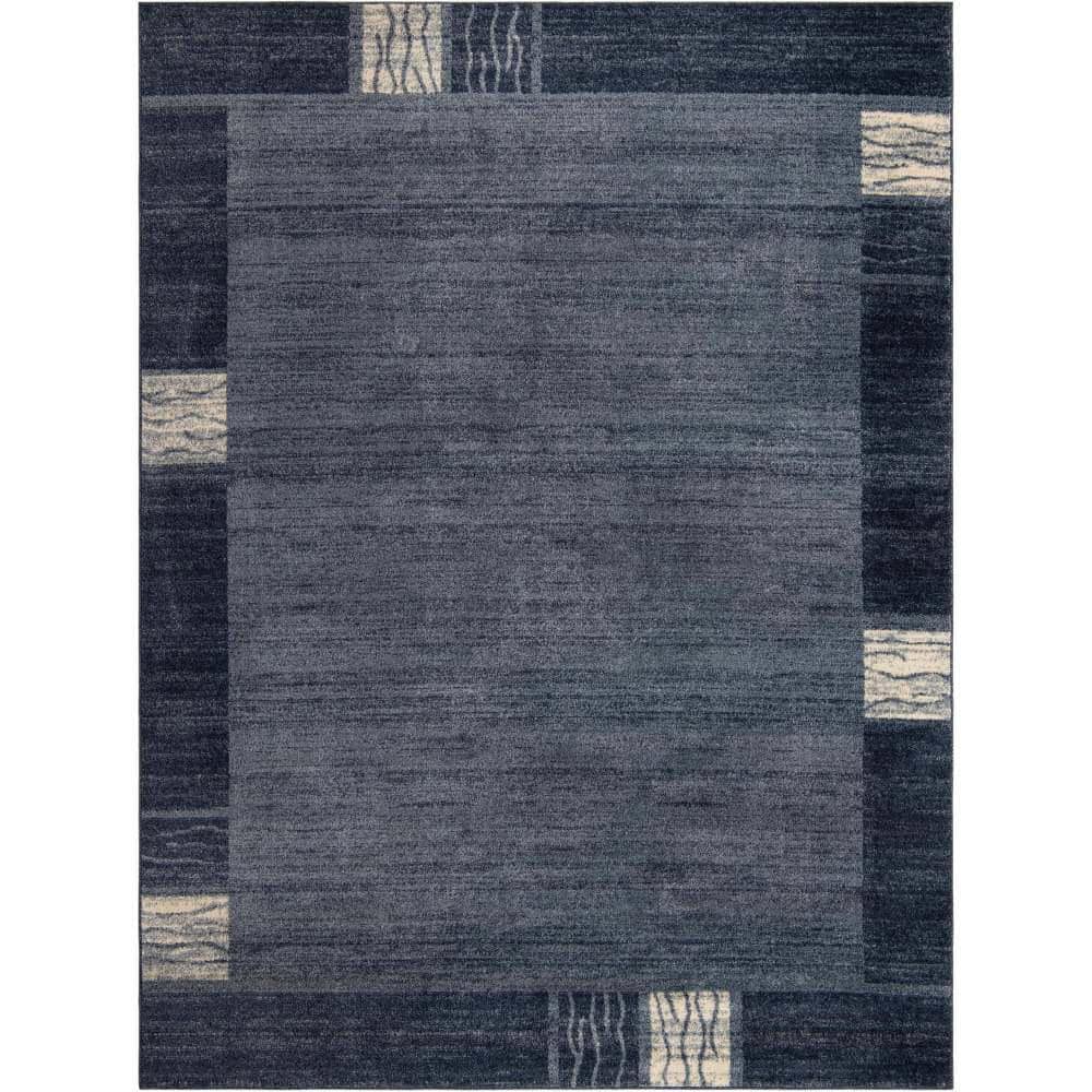Light Blue Geometric Tufted Synthetic 9' x 12' Area Rug