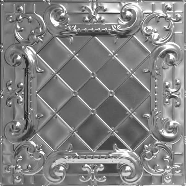 Romeo, Romeo Steel (Unfinished) 2 ft. x 2 ft. Decorative Lay-in Tin Ceiling Tile (48 sq. ft./Case)