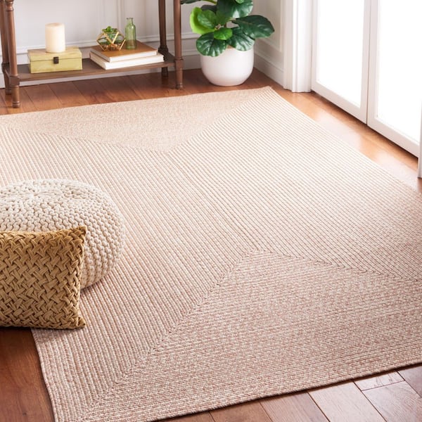 Braided Natural 4 ft. x 6 ft. Machine Washable Concentric Woven Area Rug