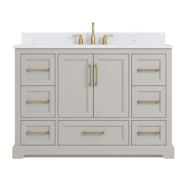 Dorothy 49 in. Single Sink Freestanding Gray Bath Vanity with White Engineered Stone Top and Backsplash Assembled