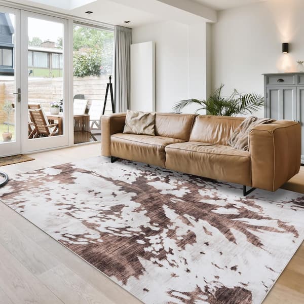 Crystal Print Espresso Charley Cow 6 ft. x 9 ft. Animal Print Digitally Printed Polyester Area Rug