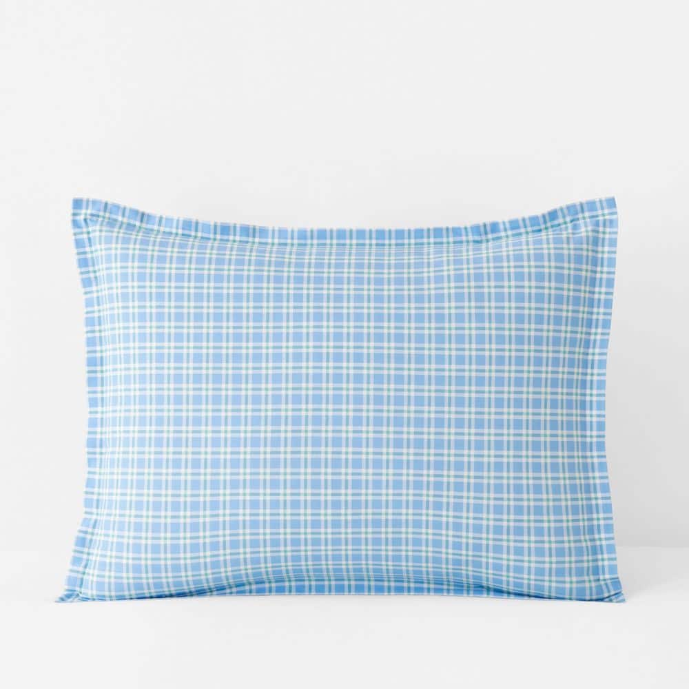 Company Cotton Sunshine & Blooms Blue/Green Plaid Cotton Percale Standard Sham price history on PriceWatchPro