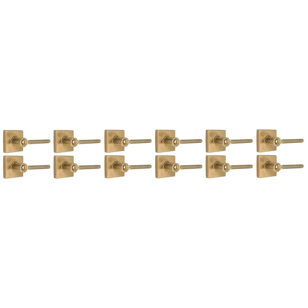 Tonebridge Brushed Gold Bed/Bath Door Lever with Square Rose 12-Pack