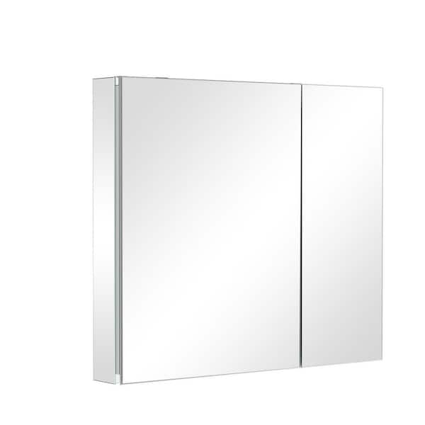 30 in. W x 26 in. H Rectangular Aluminum Recessed or Surface-Mount Medicine Cabinet with Mirror and 2 Doors
