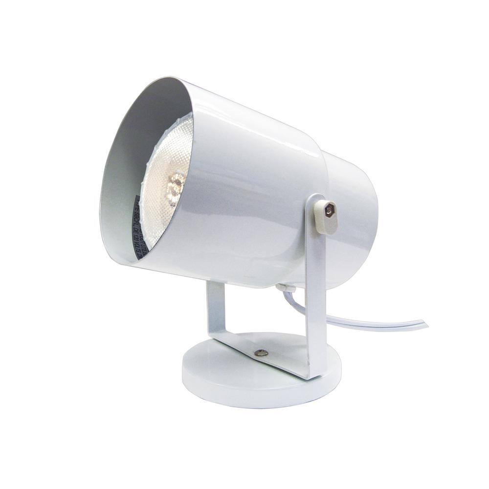 White Adjustable Steel Plug-in Spotlight Lamp