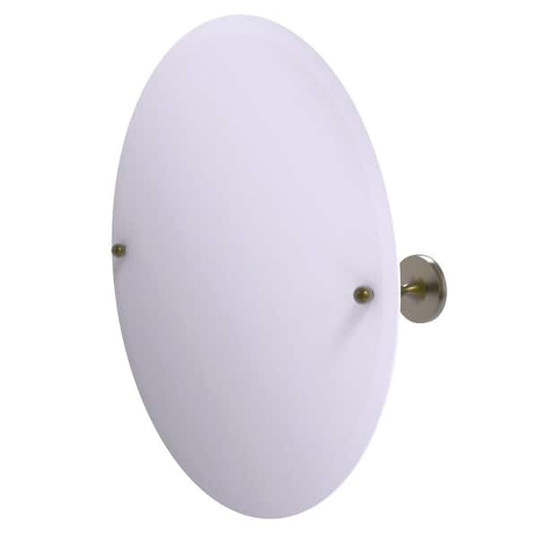 Allied Brass Shadwell Collection Frameless Round Tilt Mirror with Beveled Edge in Antique Brass