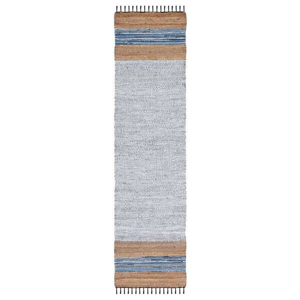 Vintage Leather 2 ft. x 7 ft. Gray/Natural Border Solid Color Runner Rug