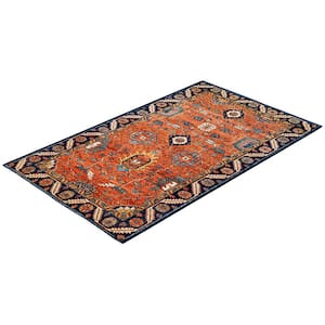 Serapi One-of-a-Kind Traditional Orange 4 ft. x 6 ft. Hand Knotted Tribal Area Rug