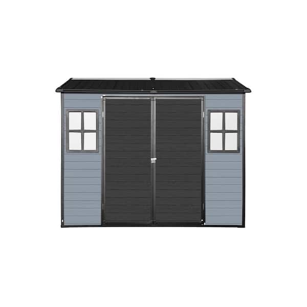 8 ft. W x 4 ft. D Resin Storage Shed with Floor, Lockable Door and 2 Windows (32 sq. ft. )