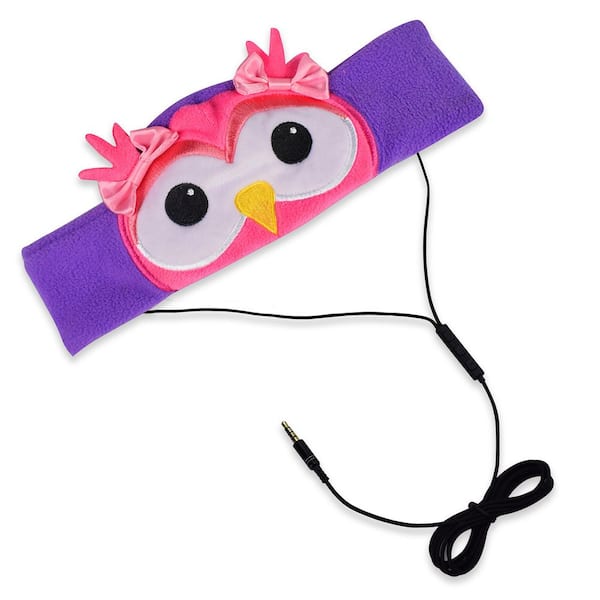 Kids Headphones Volume Limiter Machine Washable Fleece Headphones for Children Travel or Home w/ Adjustable Band (Owl)