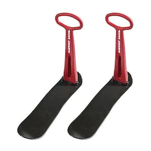 Kids Foldable Downhill Winter Ski Scooter Snow Sled, Red (2-Pack)