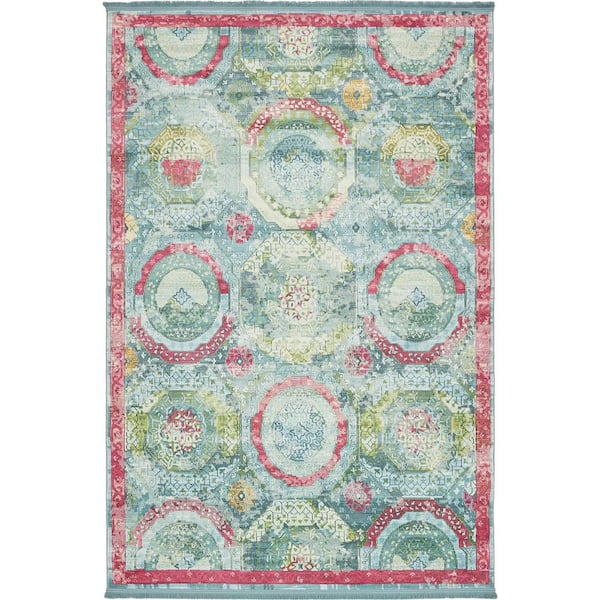 Unique Loom Baracoa Coppelia Turquoise 5' 5 x 8' 0 Area Rug