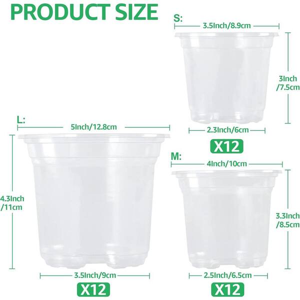 MIXC 30er Set Klare Anzuchttöpfe – 6.5/5/4 Zoll, Mit Ablauflöchern, Transparent & Wiederverwendbar