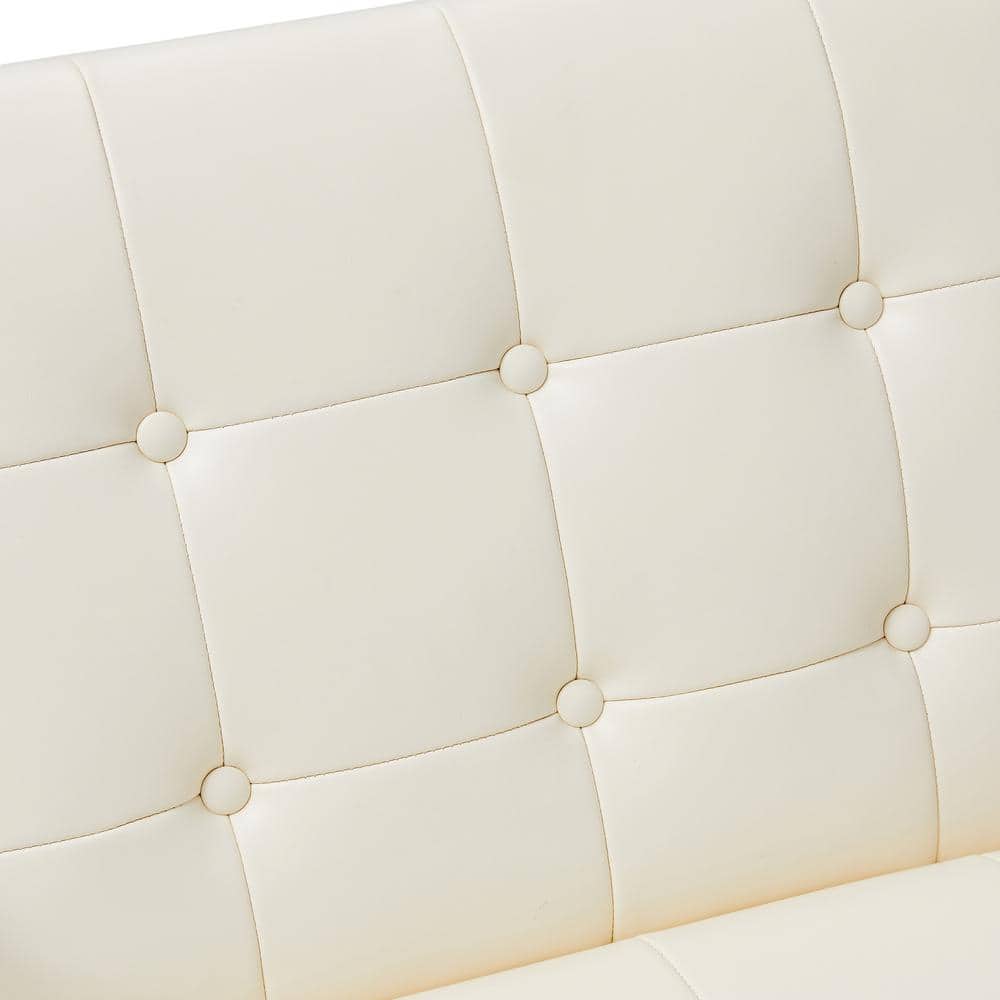 Mid-Century Chrome-Plated White Faux Leather Accent Chair