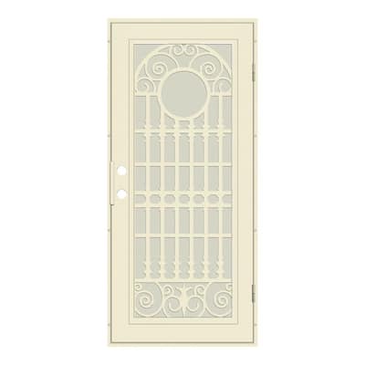 Spaniard 32 in. x 80 in. Left Hand/Outswing Beige Aluminum Security Door with Beige Perforated Metal Screen