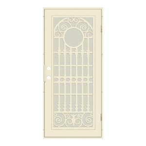 Spaniard 36 in. x 80 in. Left Hand/Outswing Beige Aluminum Security Door with Beige Perforated Metal Screen