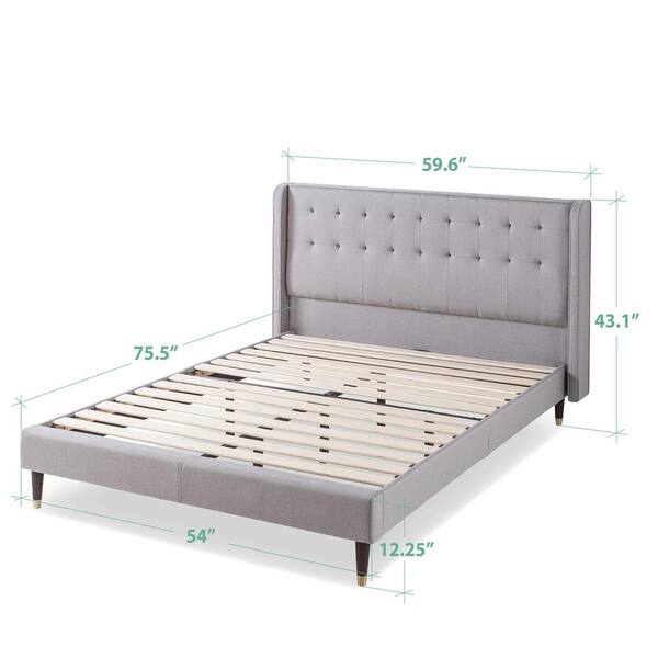 Zinus Benton Stone Grey Full Upholstered Platform Bed Frame With Wingback Headboard Olb Fppmcg 14f The Home Depot