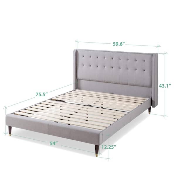 Full Upholstered Platform Bed Frame, Soft Headboard Bed Frame