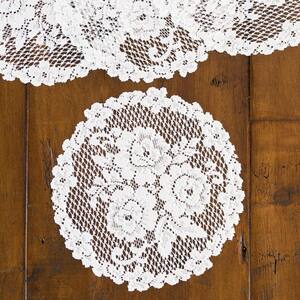 Victorian Rose 11 in. White Round Doily (Set of 4)