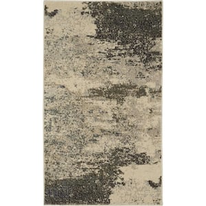 Ivory and Grey 2 ft. x 4 ft. Abstract Area Rug