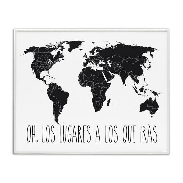 Stupell Industries Places to Go Translation by Lettered and Lined White Framed Typography Giclee Art Print 16 in. x 20 in.