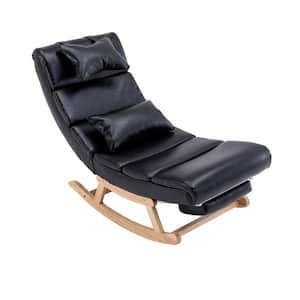 Black PU Fabric Rocking Chair with Solid Rubber Wood Leg
