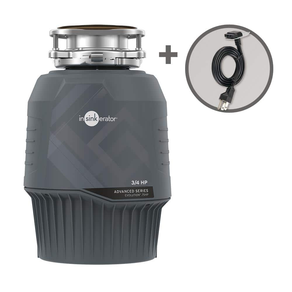 InSinkErator Evolution .75HP, 3/4 HP Garbage Disposal, Continuous Feed Food Waste Disposer with EZ Connect Power Cord Kit