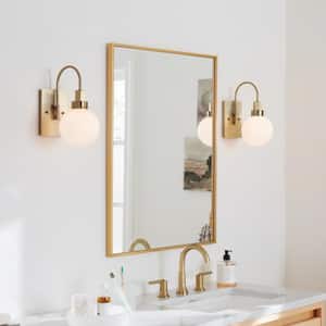 Hex 11.5 in. 1-Light Champagne Bronze Bathroom Wall Sconce Light with Opal Glass Shade