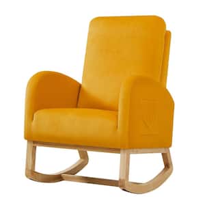 Orange Upholstery Nursery Accent Rocking Chair with Thick Padding