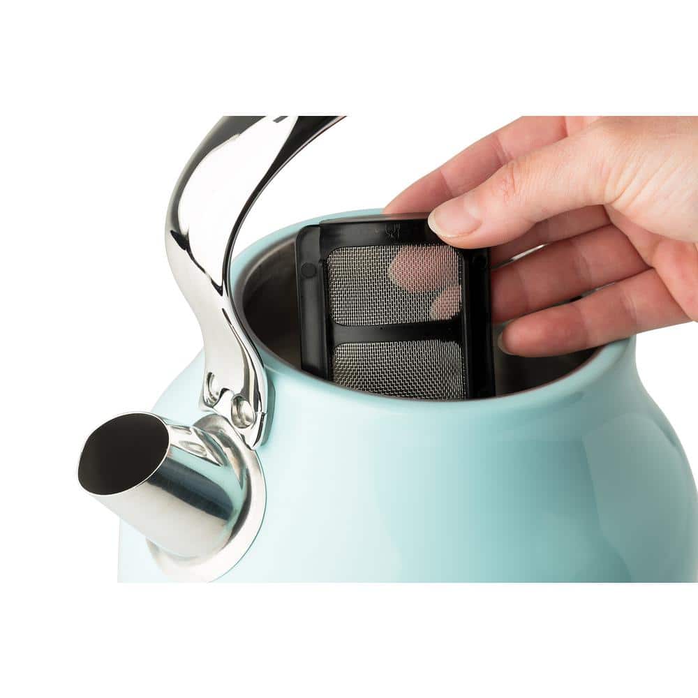 Turquoise Stainless Steel 1.8 qt Electric Kettle with Comfort Grip