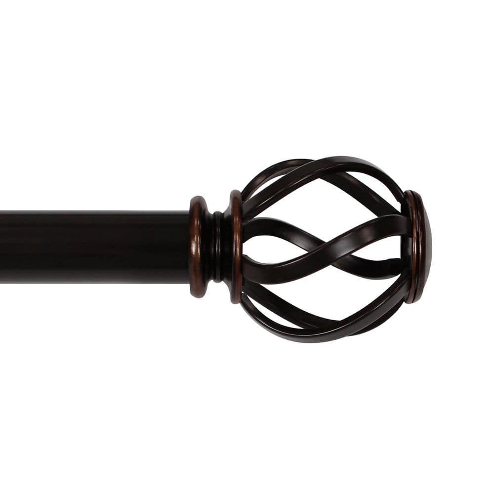50 in. - 144 in. Adjustable Single Curtain Rod 1 in. Dia in Oil Rubbed Bronze with Swirl Cage Finials price history on PriceWatchPro